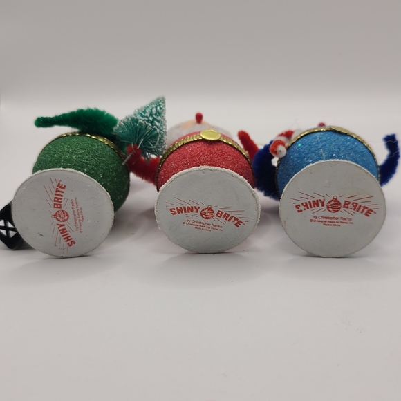 Christopher Radko Shiny Brite Sparkle Town Wiggle Head Elf Trio Ornaments - Picture 3 of 3